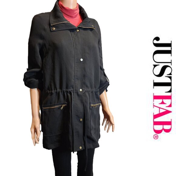 JustFab Raglan Sleeve Parka Jacket NWT Black Small - Picture 1 of 12